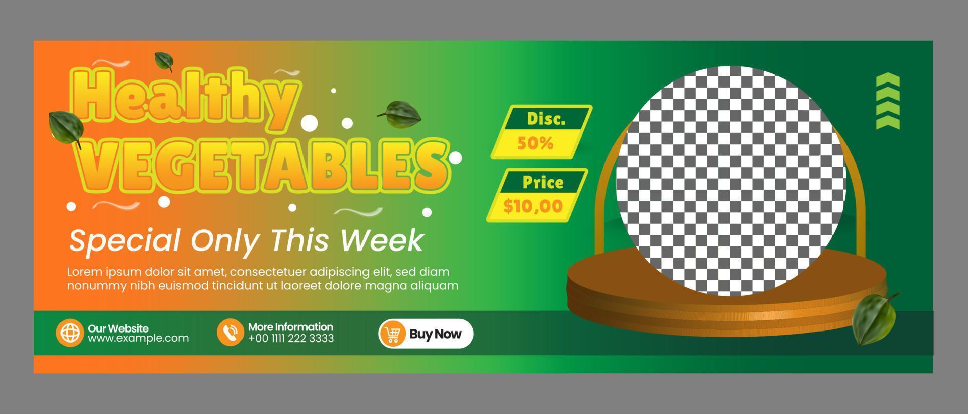 Healthy banner fresh grocery vegetable promotion template vector