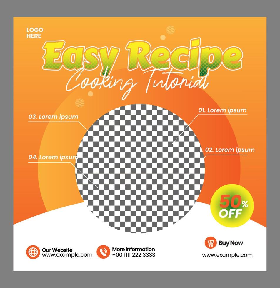 Social media post recipe feed design banner or flyer for social media post vector