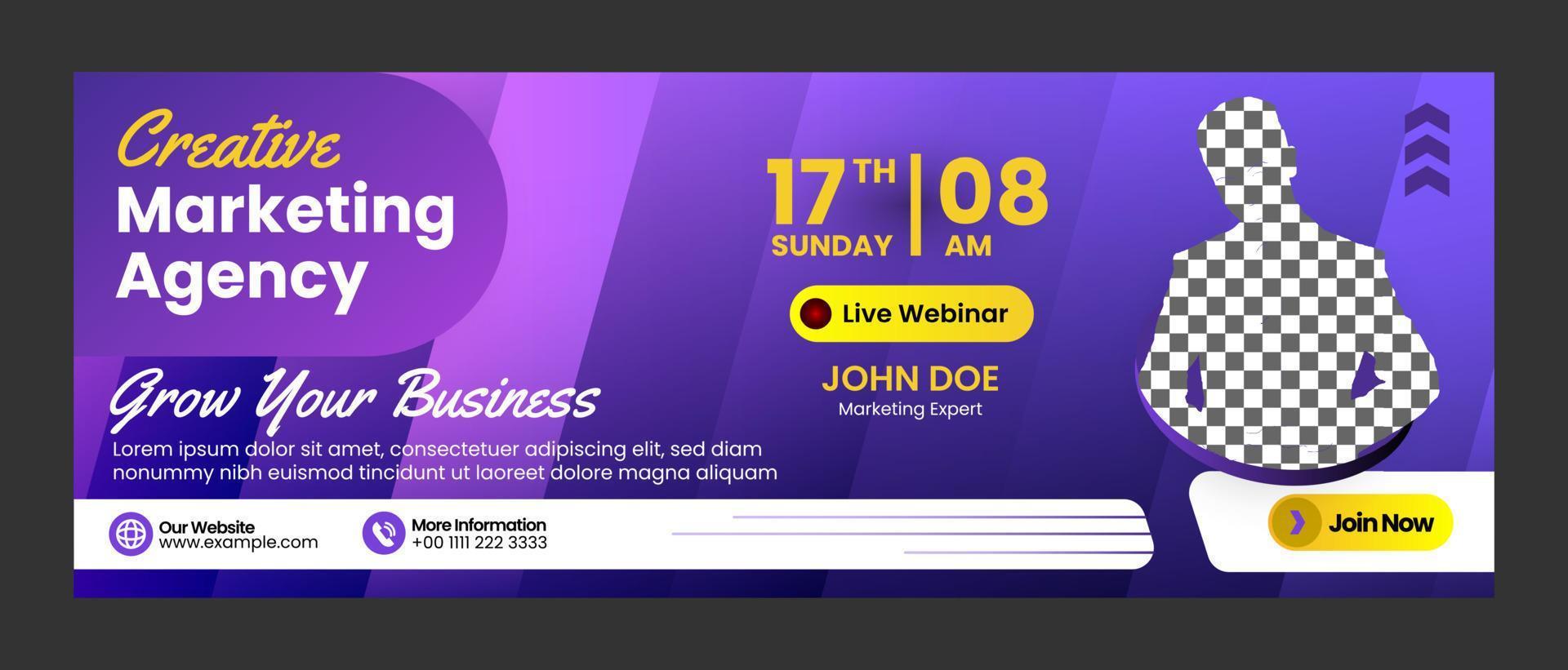 Webinar marketing agency banner template for social media banner vector