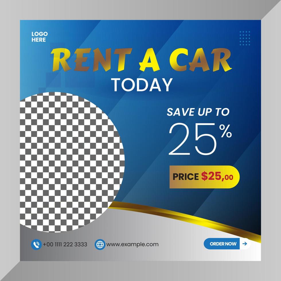 Social media post or flyer car rental for social media marketing or banner template vector