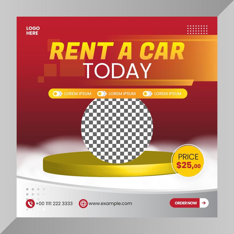 Social media post or flyer car rental for social media marketing or banner template vector