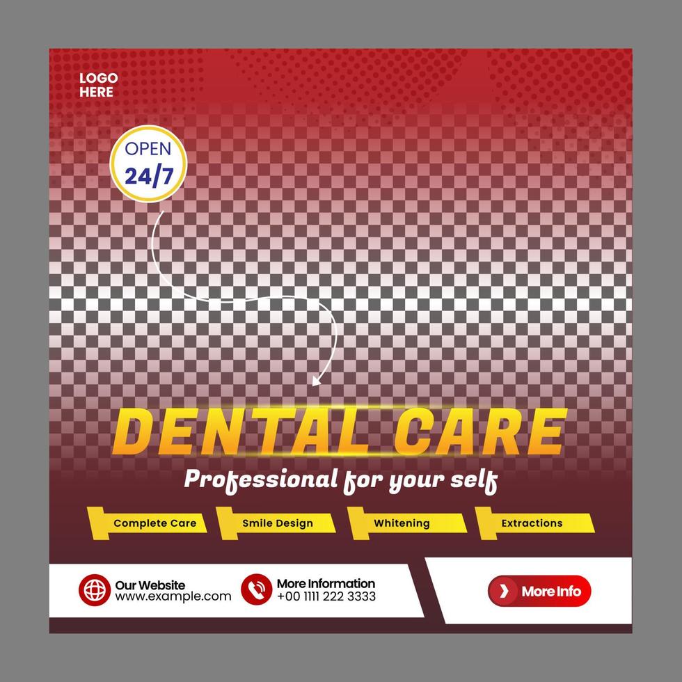 Social media post dental care template or Medical health banner with luxury elegant for social media banner post vector