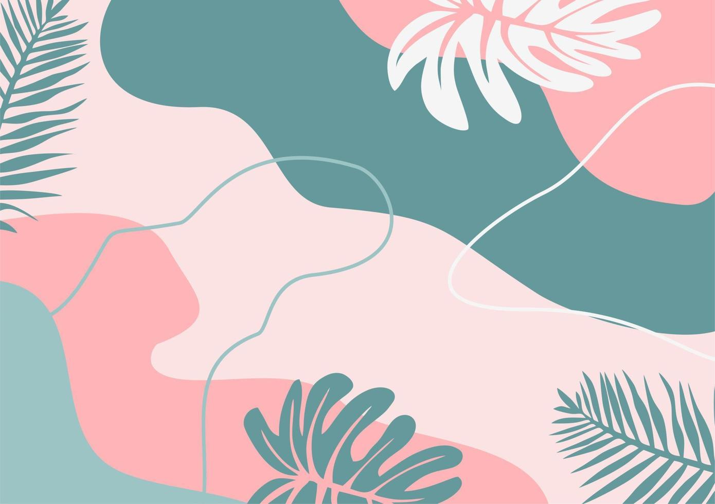 fondo de color pastel rosa verde. con elementos abstractos y plantas  tropicales creativas, modernas y modernas plantillas de redes sociales  8555320 Vector en Vecteezy