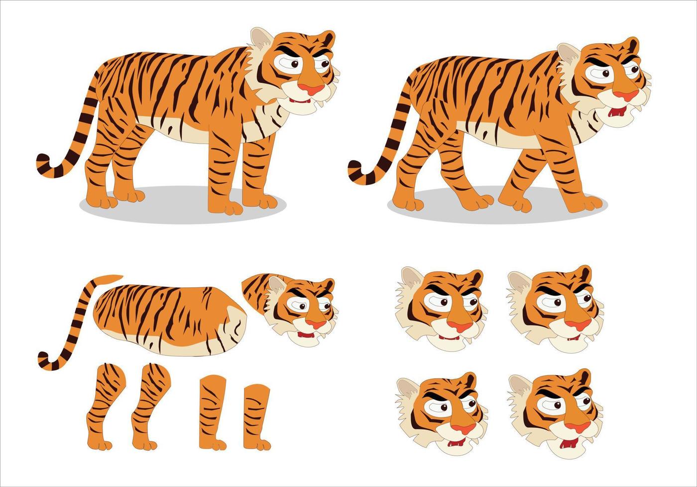 vencedor de tigre de dibujos animados con diferente estilo y expansión vector