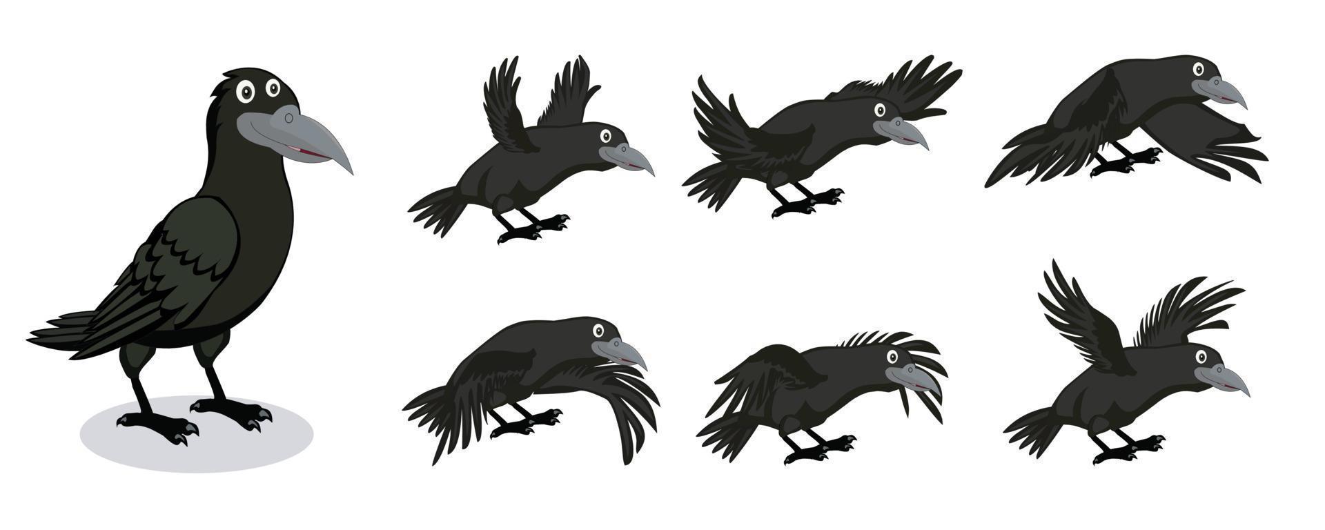 Cartoon Crow character with  different style and expansion vector