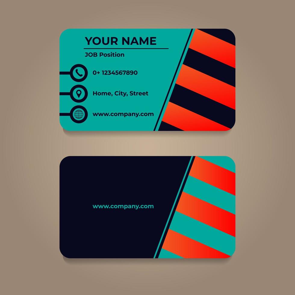 Modern business card template colorful colors. Flat design vector abstract creative