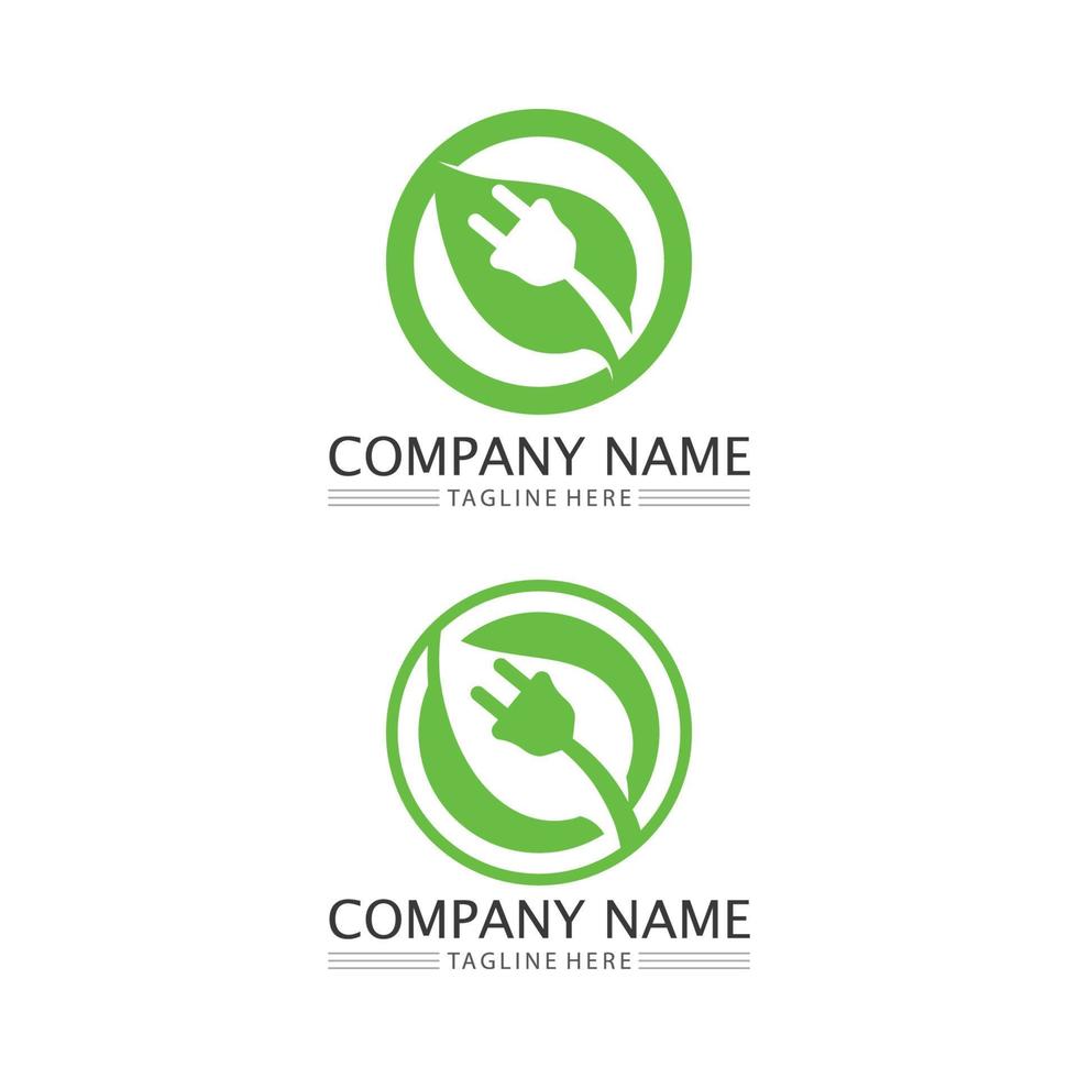 Logos of green Tree leaf ecology vector
