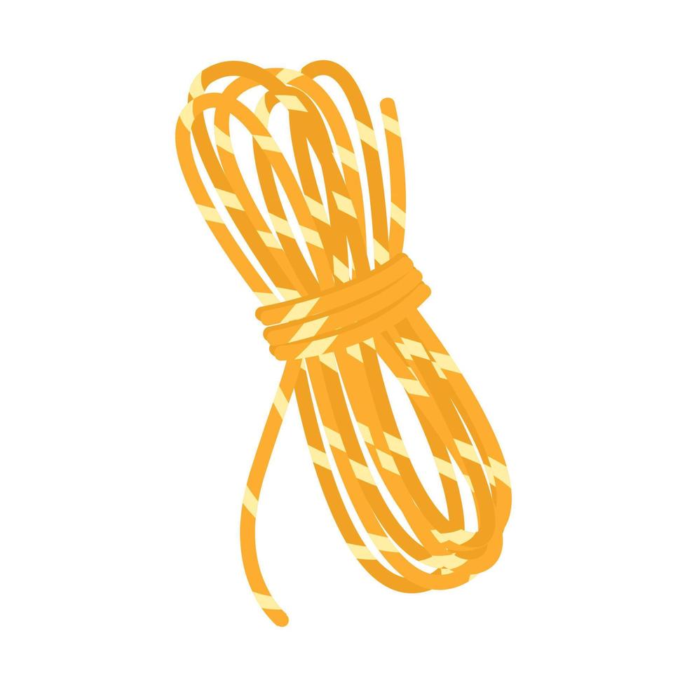 A coil of rope, a household cord. Equipment for tourism, travel, camping, hiking, gardening. Flat vector illustration isolated on a white background.