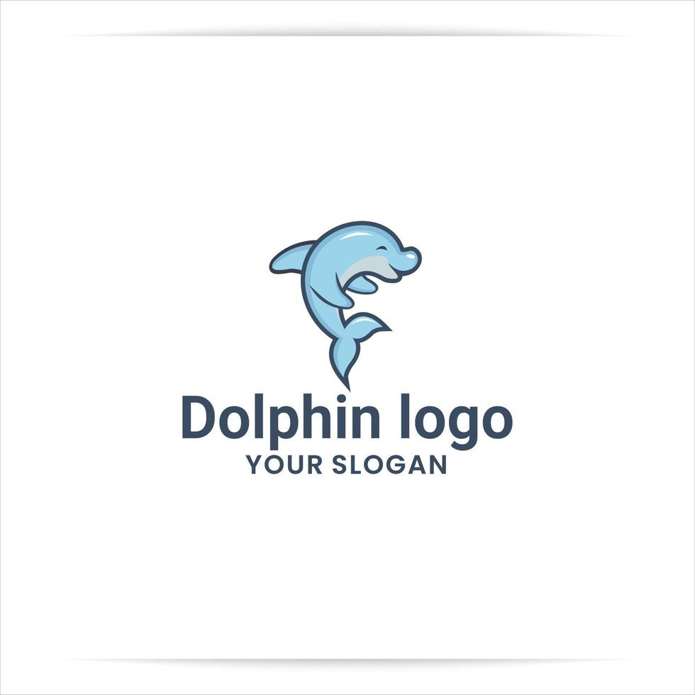dolphin logo design, cute, baby, cartoon vector