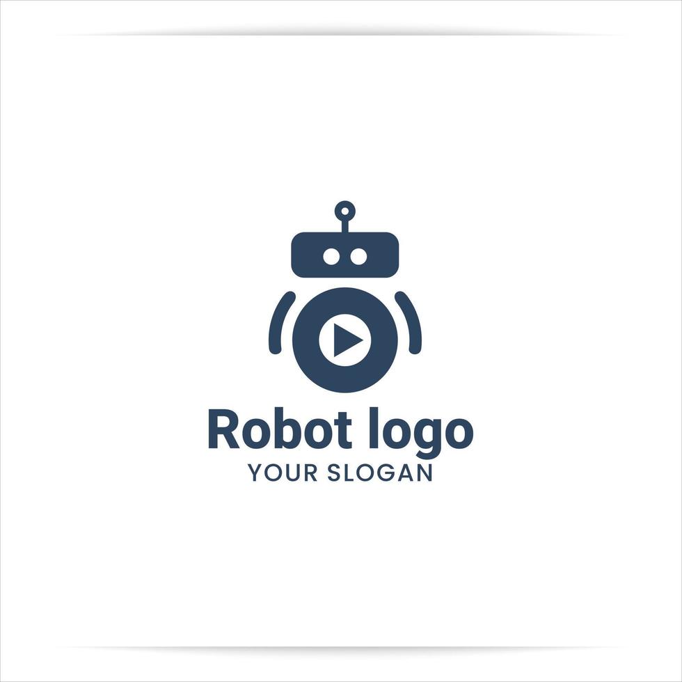 logo design robot with play button vector