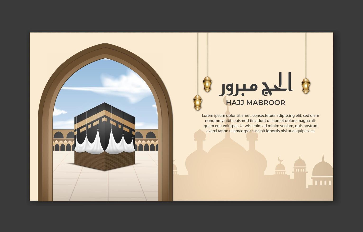 islamic banner hajj for eid adha mubarak and pilgrimage vector