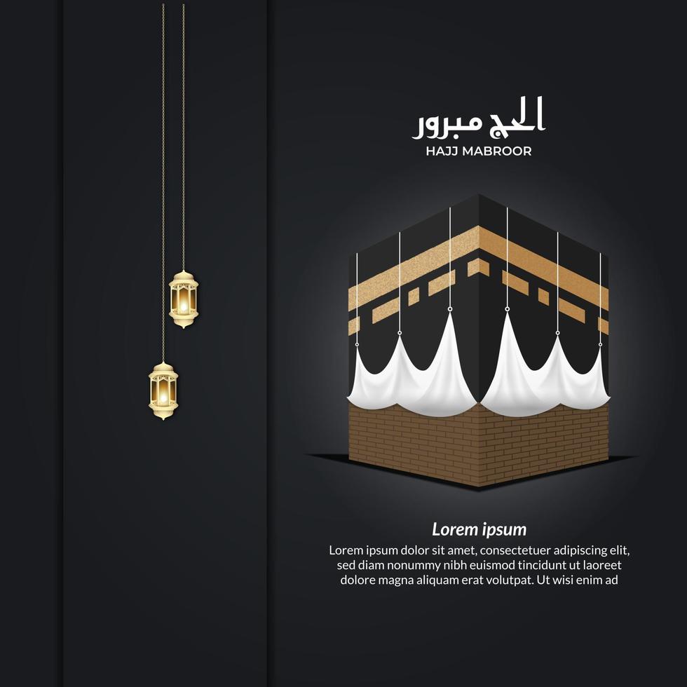 islamic greeting hajj for eid adha mubarak and pilgrimage vector