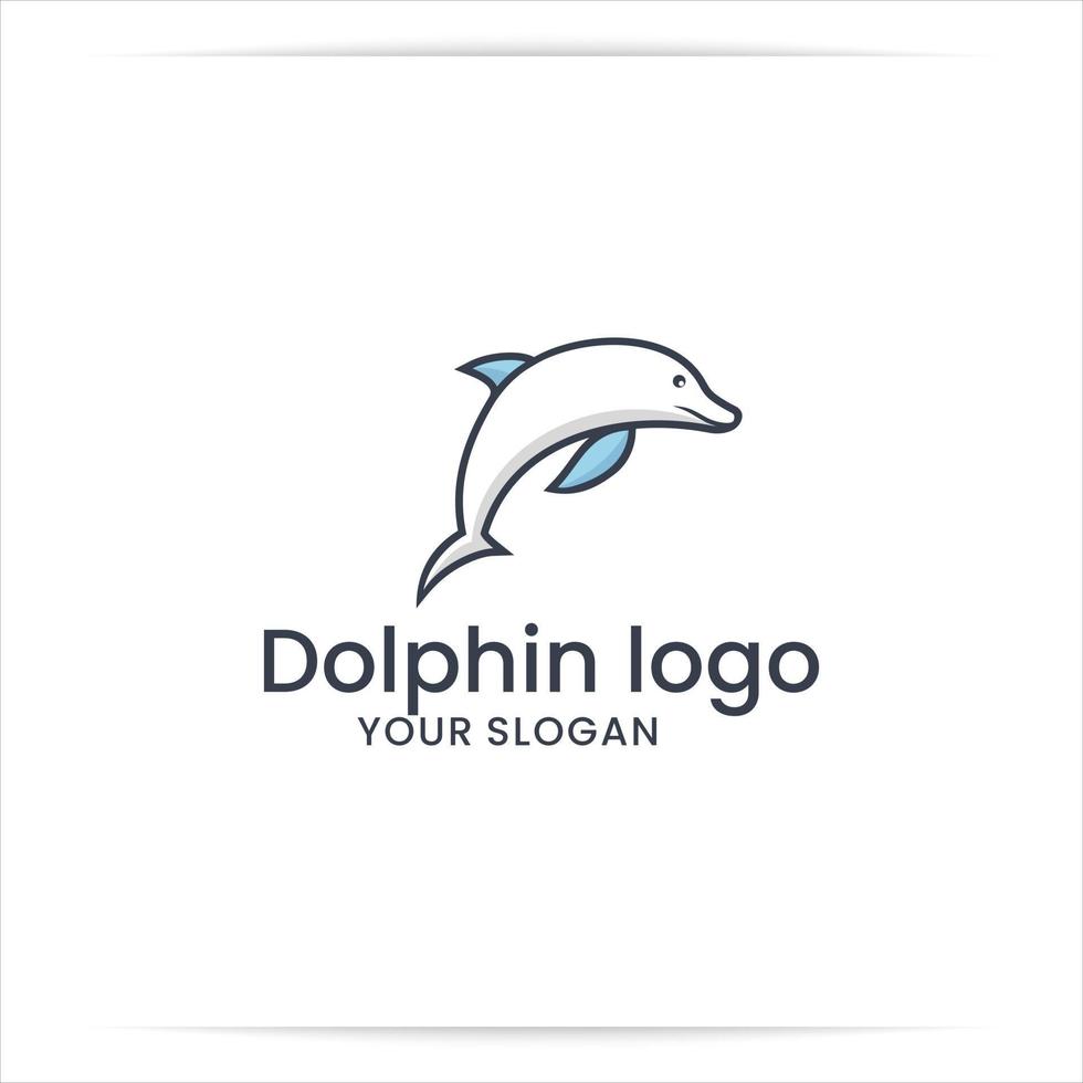 Dolphin jumping logo design vecor vector