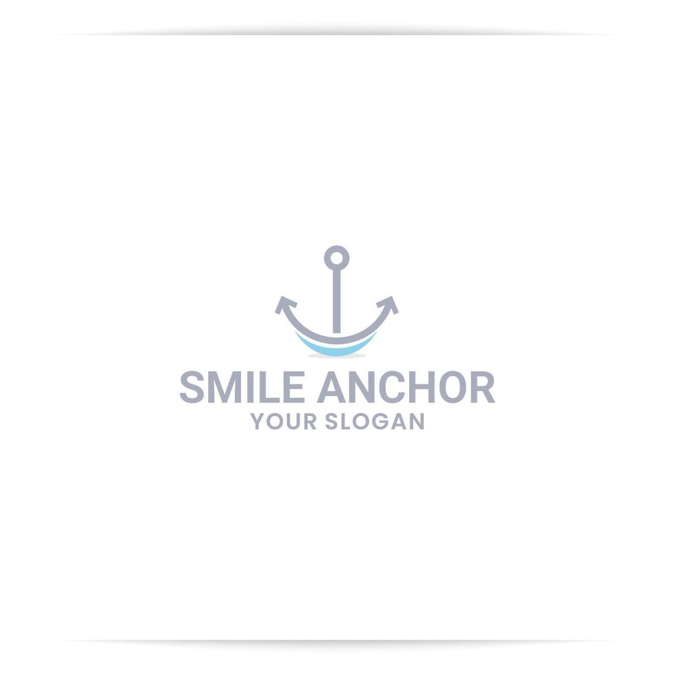 vector de sonrisa de ancla de diseño de logotipo