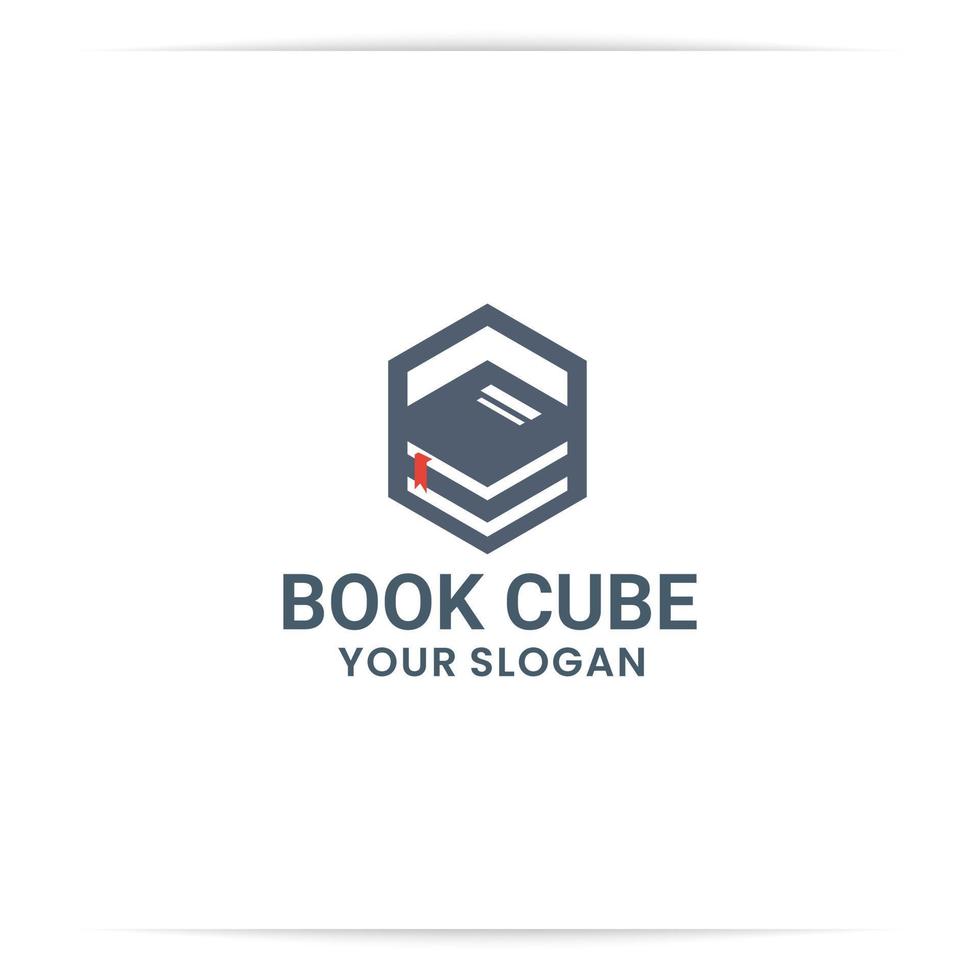 cubo de libro de diseño de logotipo, caja, paquete, vector