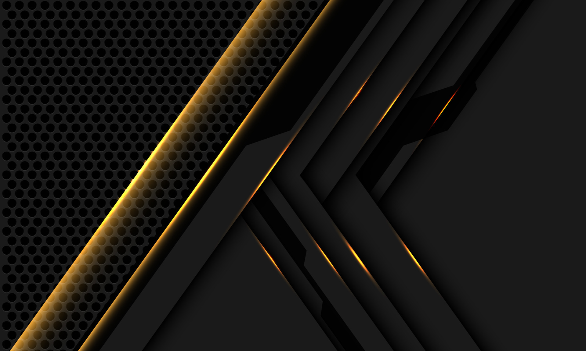 Abstract gold light on grey black cyber geometric circle mesh pattern