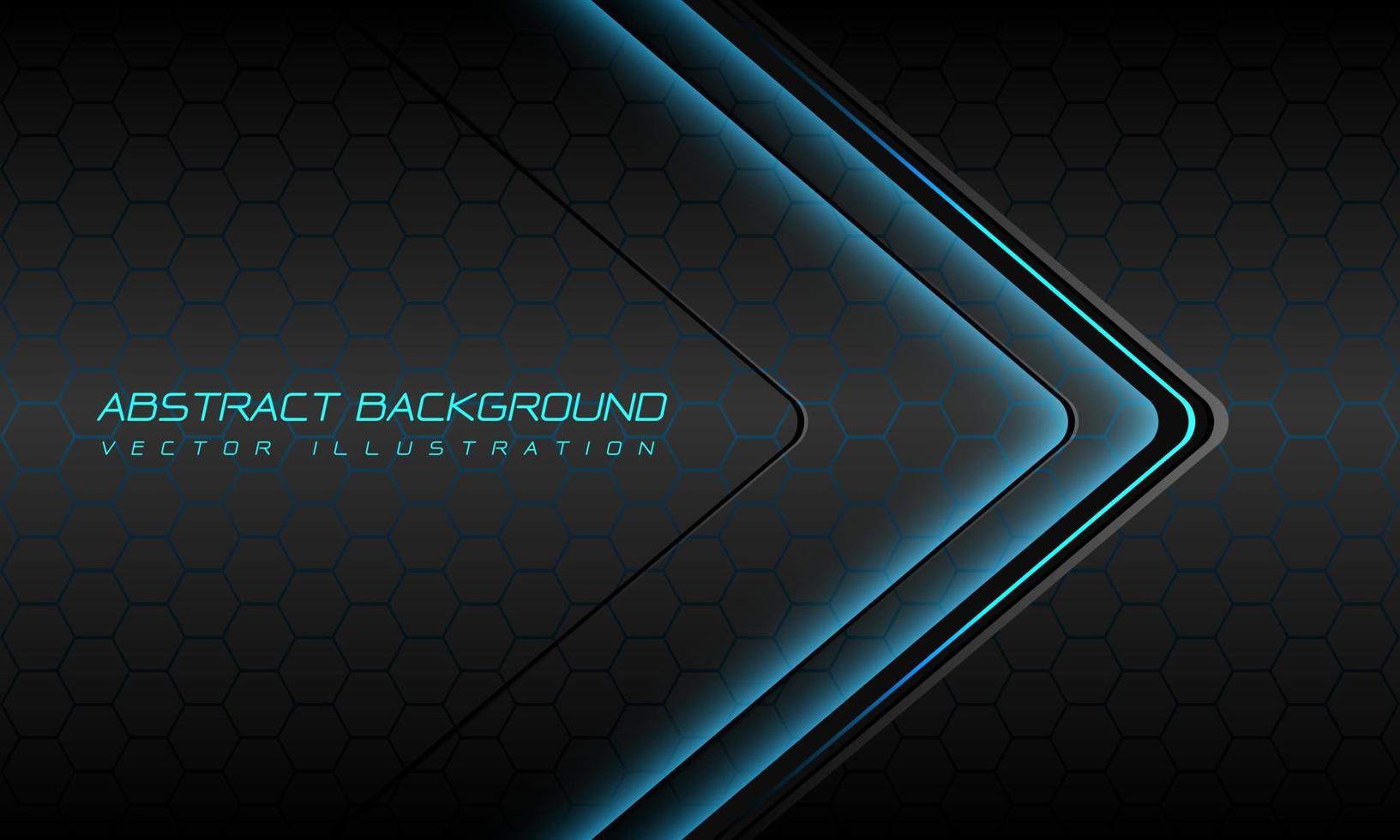 Abstract blue light black thin arrow direction geometric on silver hexagon mesh pattern design modern luxury futuristic technology background vector