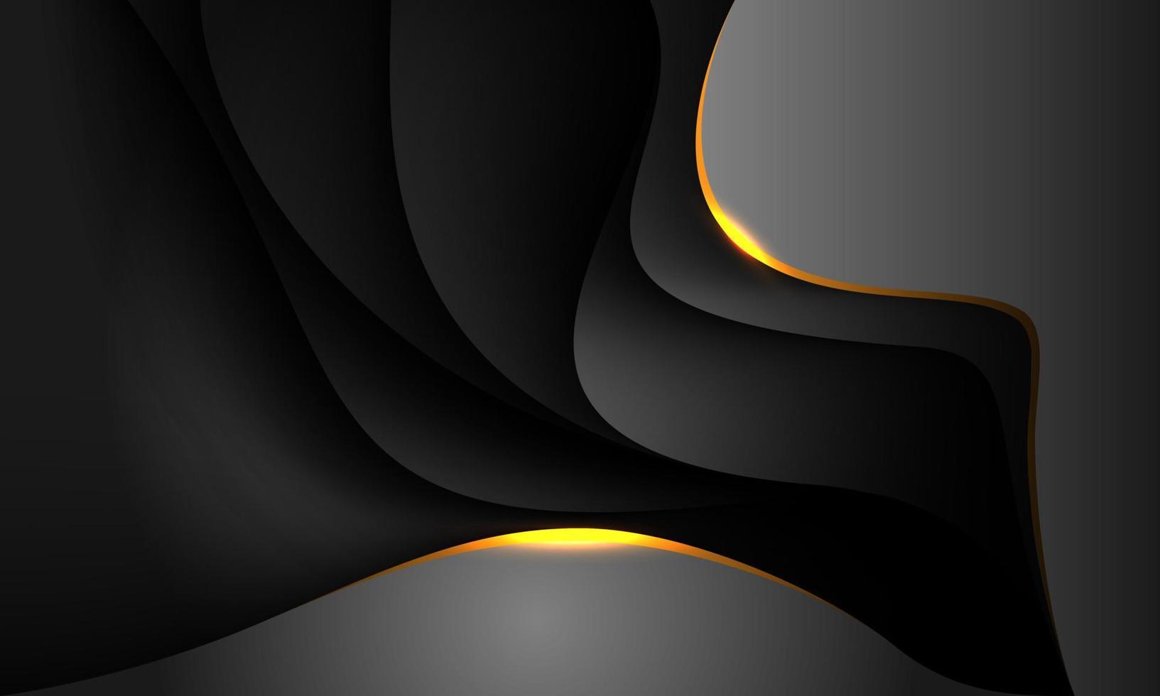 superposición de curva de sombra negra dorada abstracta en vector de fondo futurista moderno de diseño metálico gris