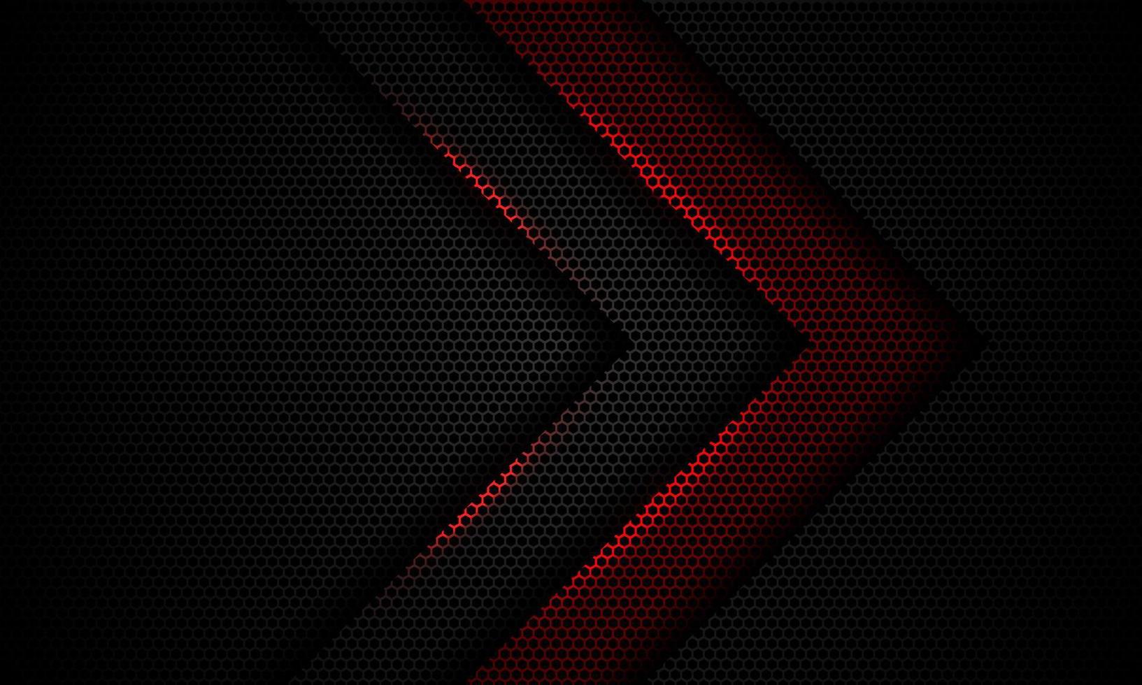 Abstract red grey arrow direction shadow light on hexagon mesh design modern luxury futuristic technology background vector