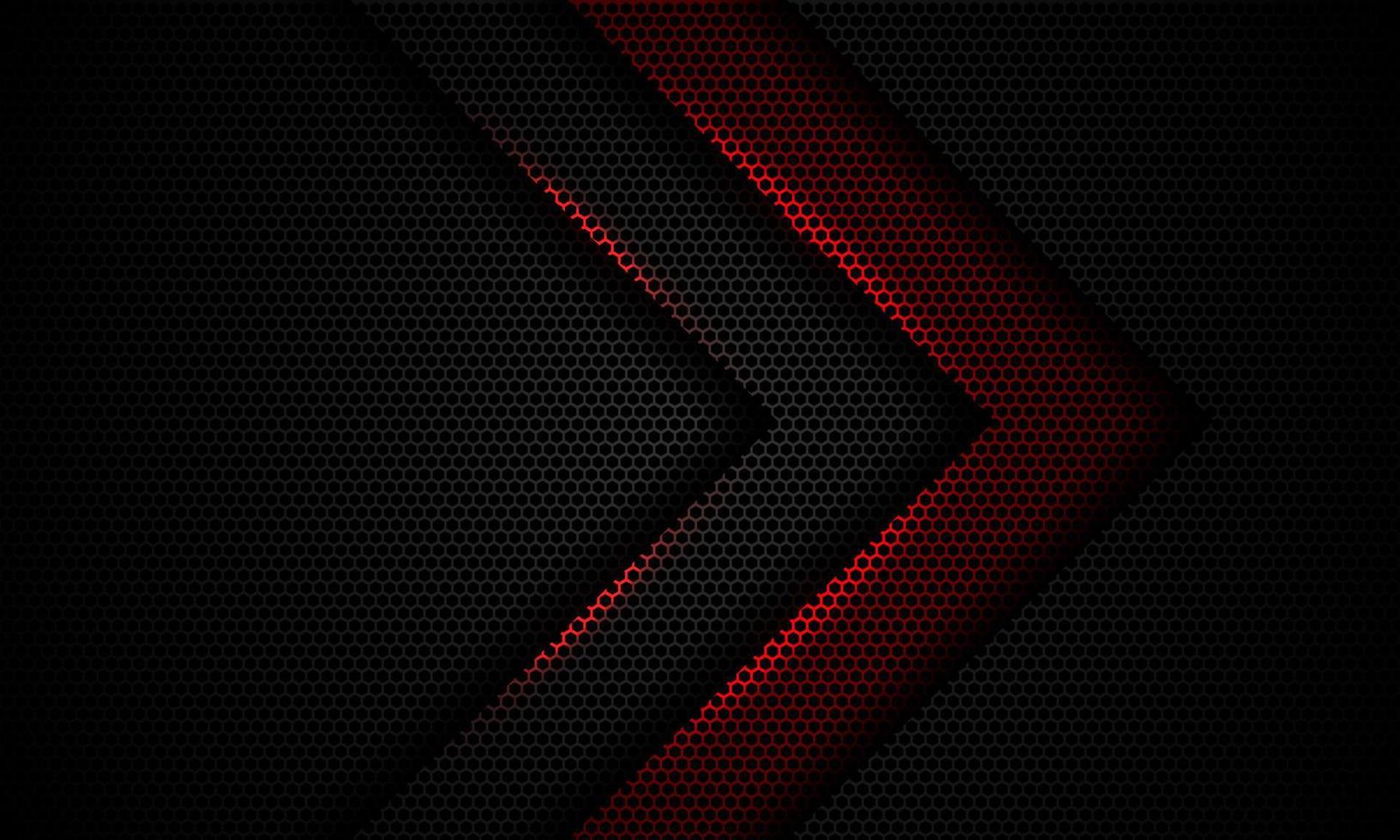 Abstract red grey arrow direction shadow light on hexagon mesh design modern luxury futuristic technology background vector