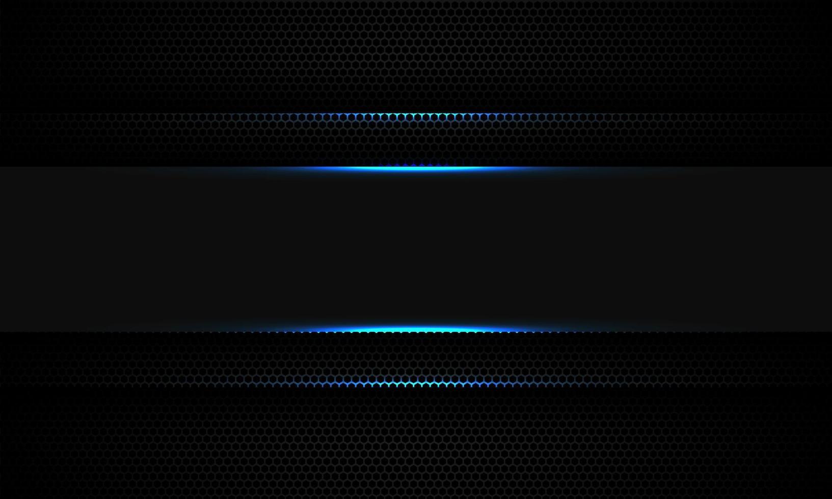 Abstract grey line banner blue light shadow on black hexagon mesh banner design modern futuristic technology background vector