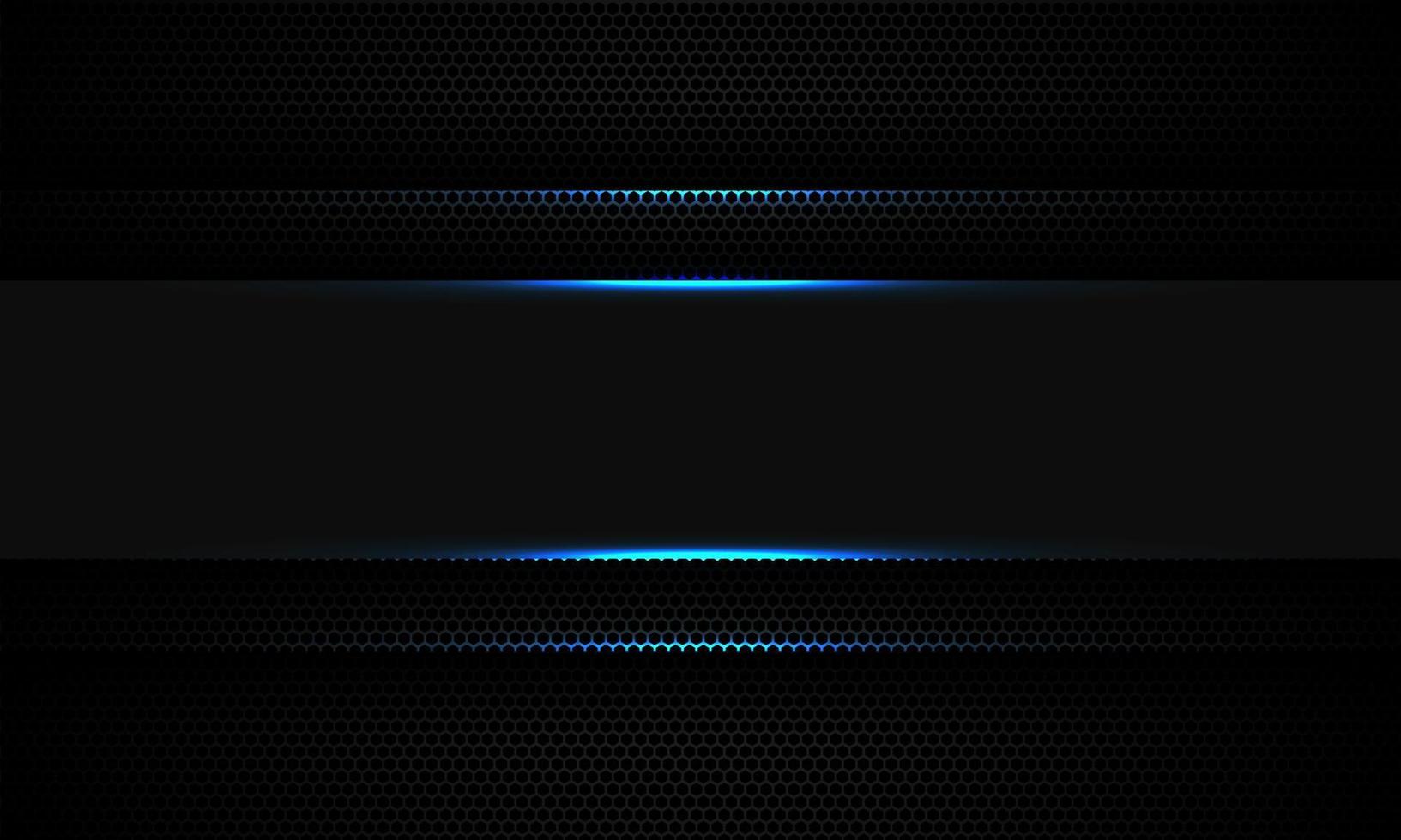 Abstract grey line banner blue light shadow on black hexagon mesh banner design modern futuristic technology background vector