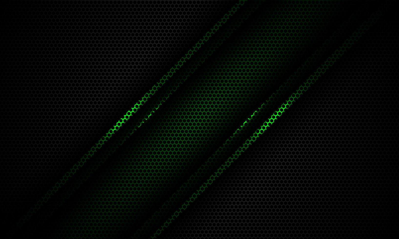 Abstract green line slash dynamic light shadow on dark grey mesh design modern futuristic technology background vector