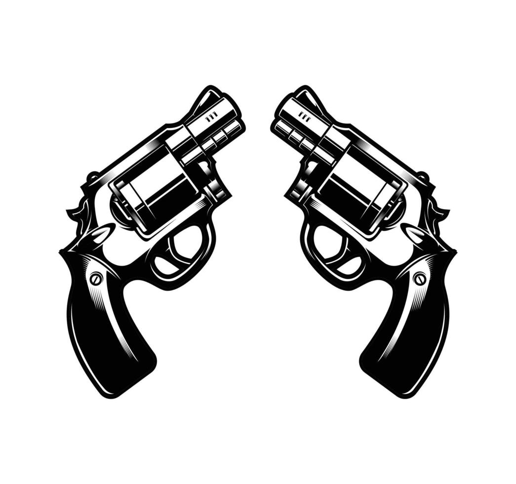 Dual Revolvers Kaliber Vector Illustration Design