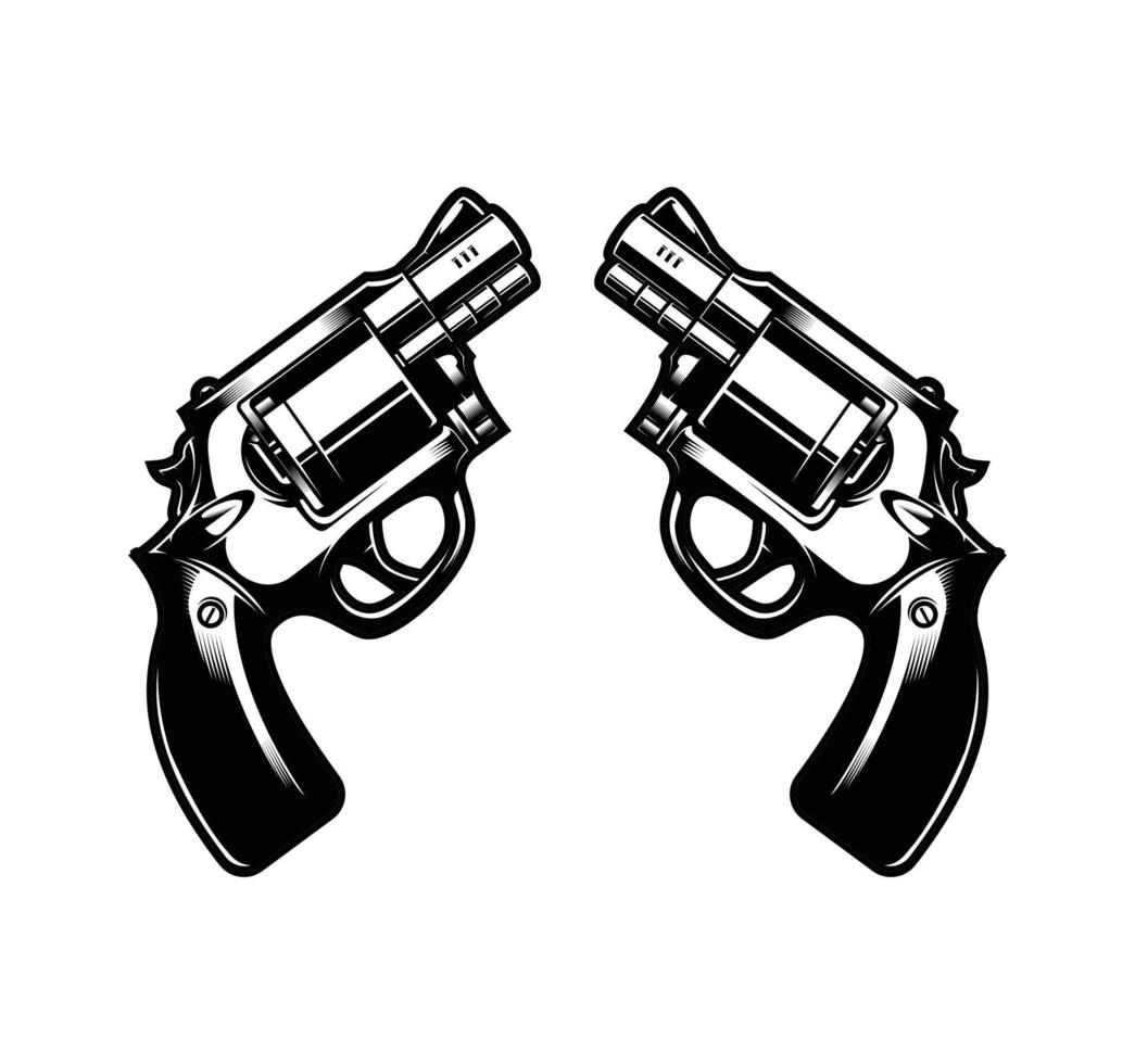 Dual Revolvers Kaliber Vector Illustration Design