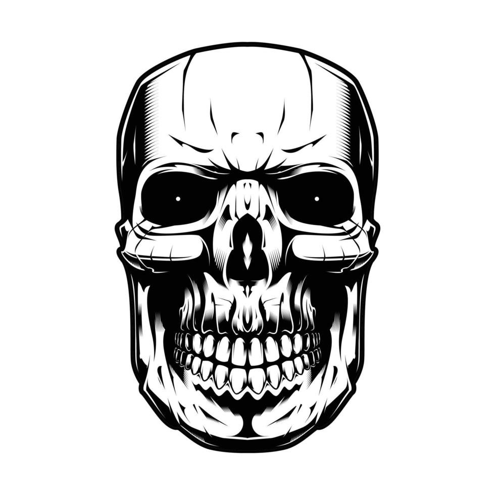 diseño de ilustración de vector de cráneo de miedo