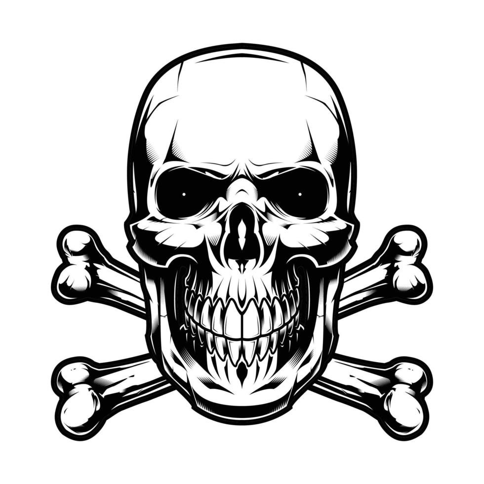 Skull with Crossed Bones Vector Illustration Design