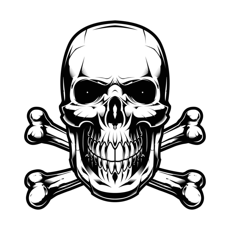 Skull with Crossed Bones Vector Illustration Design