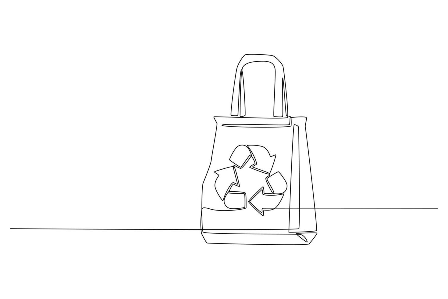 bolsa de embalaje ecológico de dibujo continuo de una línea. concepto de embalaje ecológico. ilustración gráfica vectorial de diseño de dibujo de una sola línea. vector