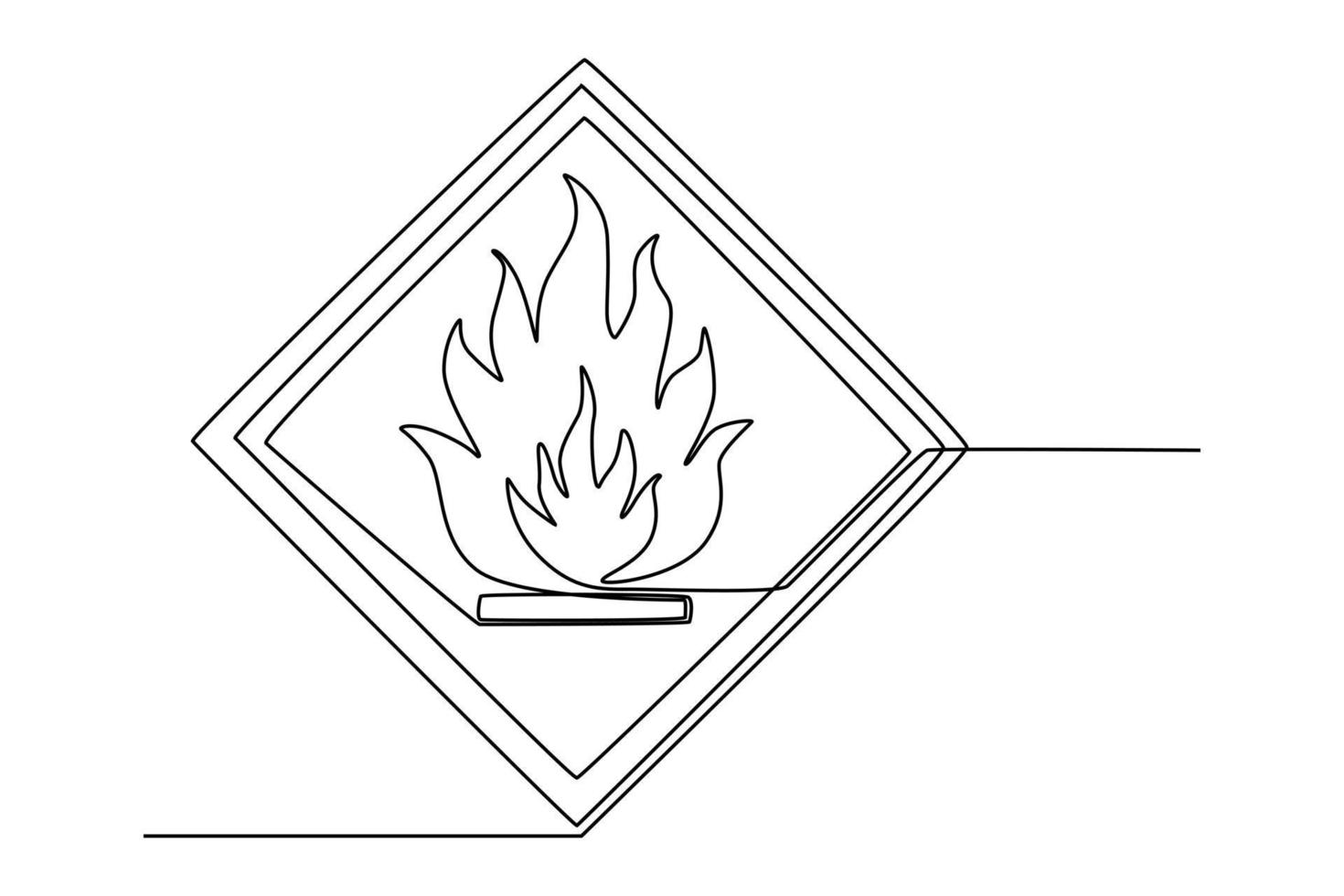 material inflamable de dibujo de una sola línea en el fondo. adecuado para la etiqueta del producto. concepto de etiqueta o pegatina. ilustración de vector gráfico de diseño de dibujo de línea continua.