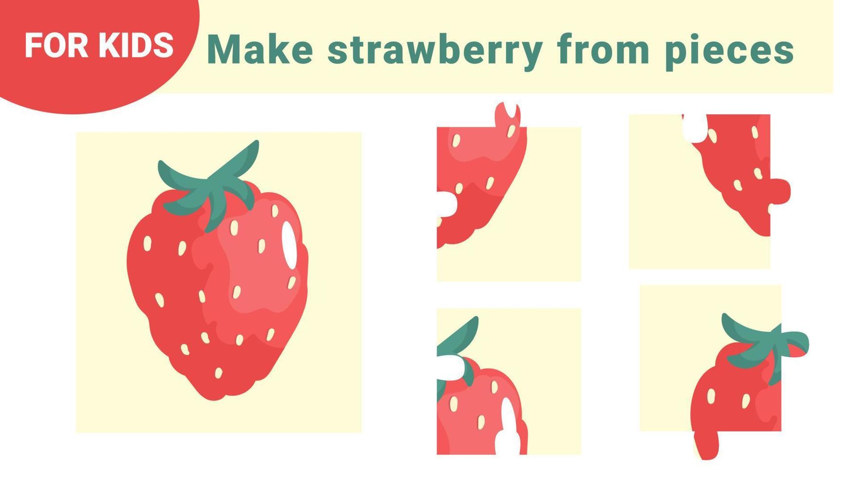 Kids worksheet. Education game for children. Strawberry puzzle. vector