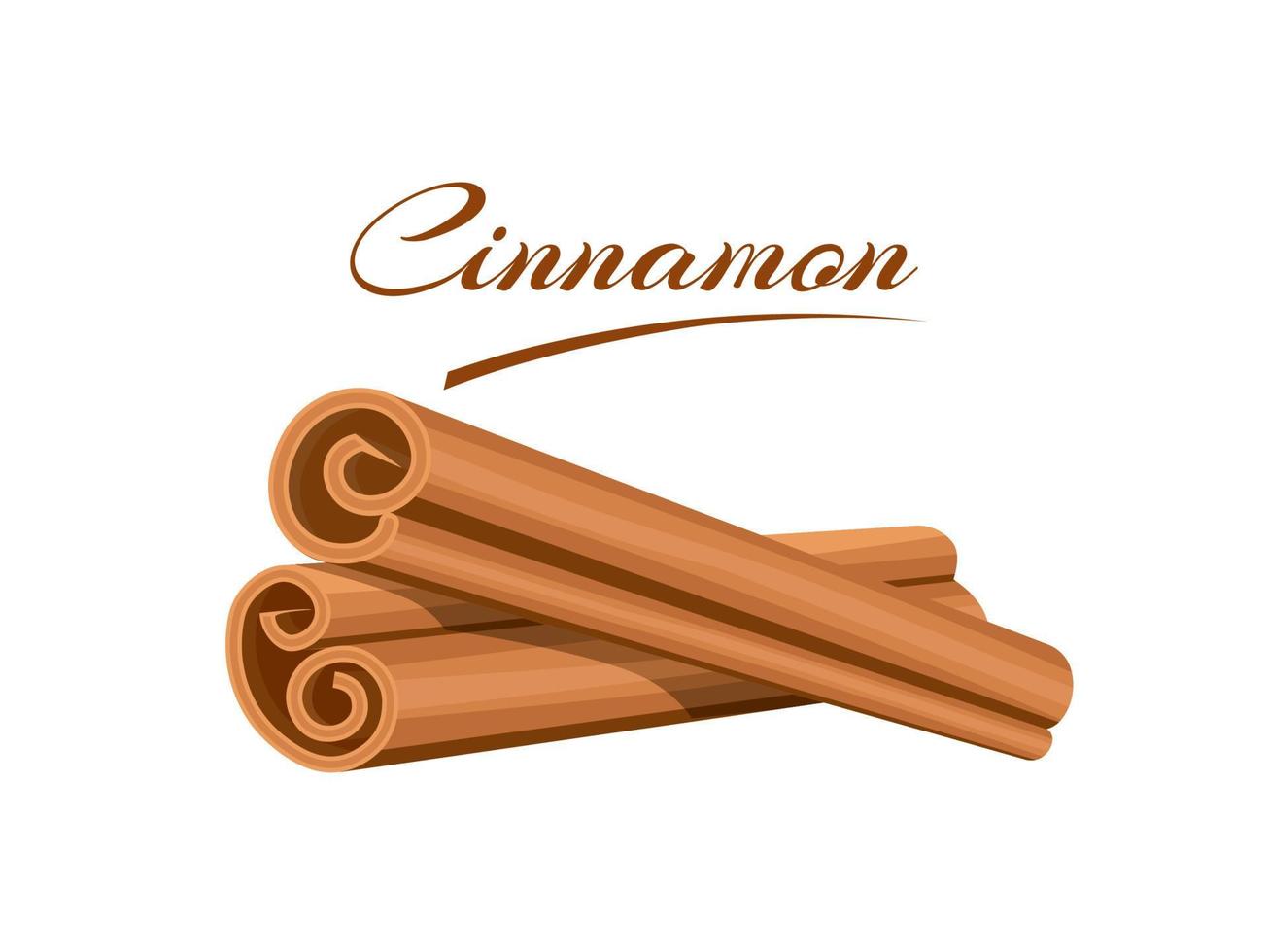 Vector illustration, cinnamon stick roll, isolated on a white background.