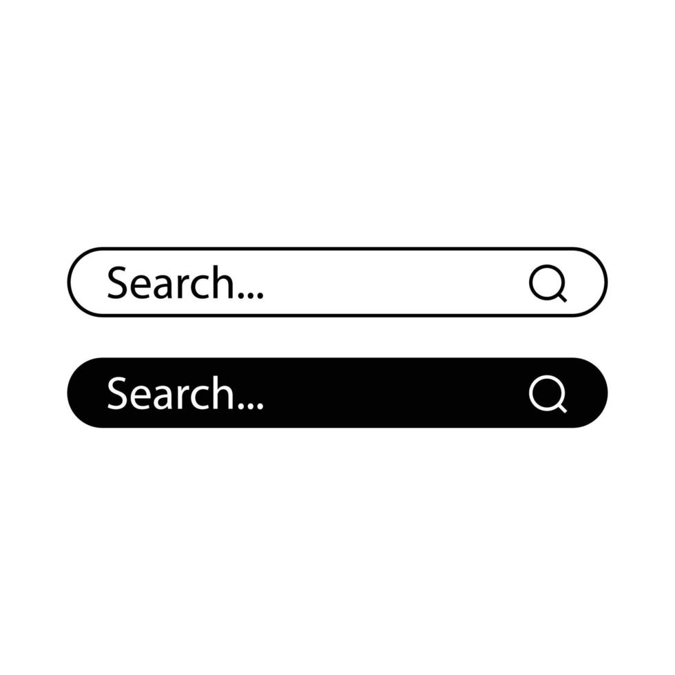 Search here. Search bar for ui. Search bar vector icons in flat design, isolated on white background. Vector illustration.