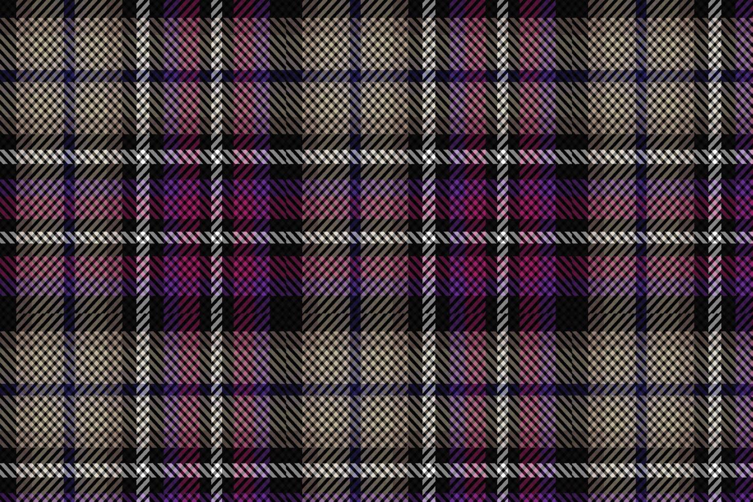 Plaid pattern seamless vector. Dark textured tartan check background vector