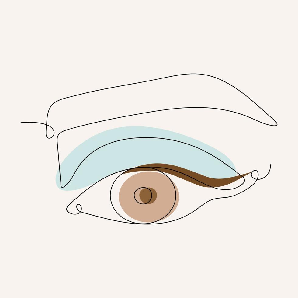 Woman Eye, One Line drawing. Continuous Line, linear, minimalism. Beautiful Womans Eye. Vector hand drawn illustration. Concept for logo, emblem, print, tatoo, poster, postcard.