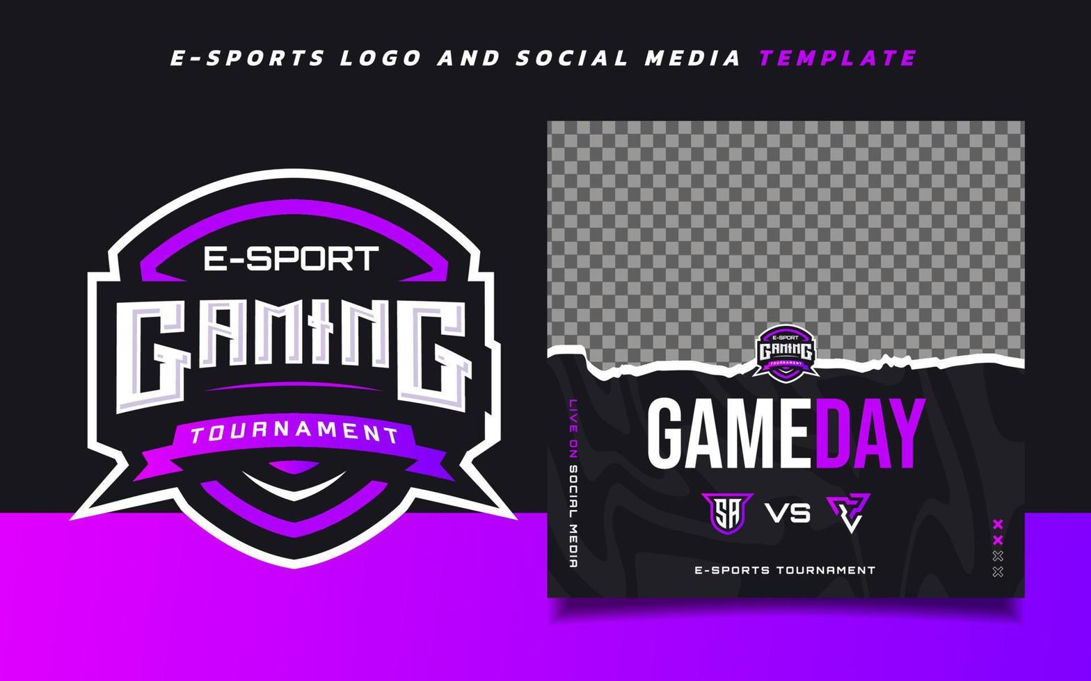 plantilla de banner de juegos de deportes electrónicos del día del juego para redes sociales con logotipo de torneo de juegos vector
