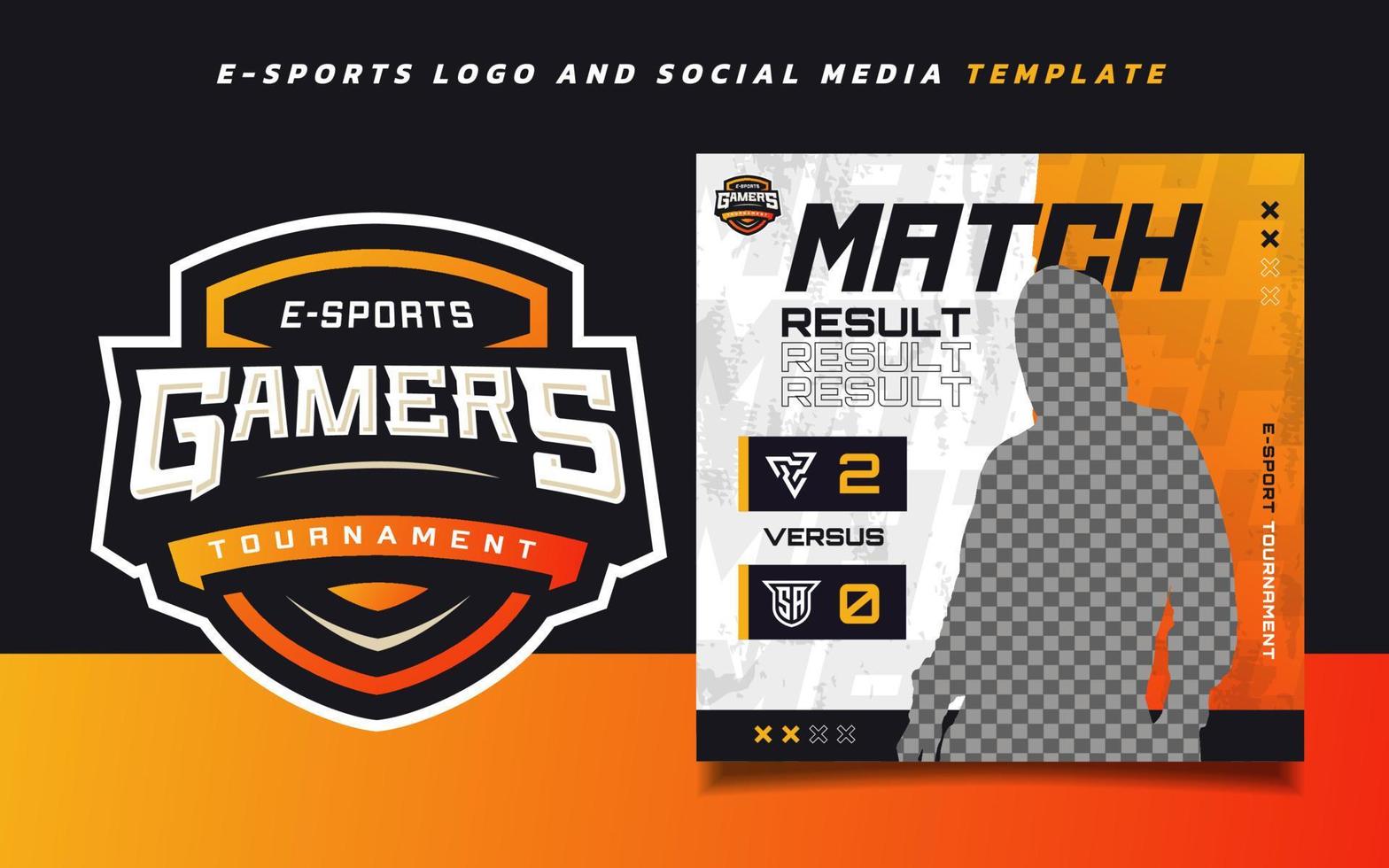 Match Result E-sports Gaming Banner Template for social media with GamersTournament Logo vector