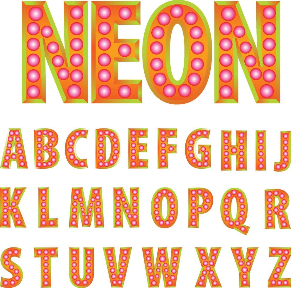 3D Neon alphabet vector