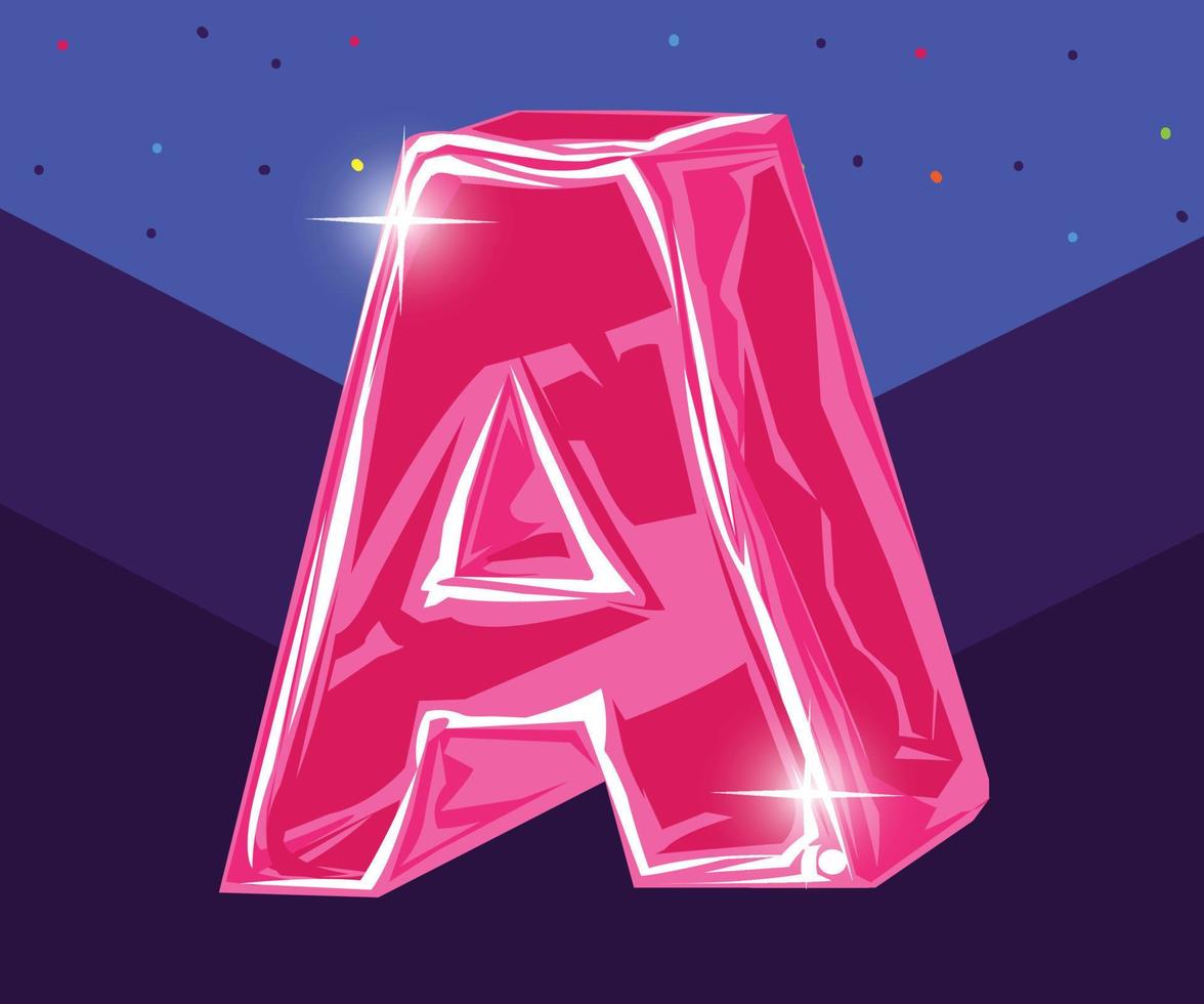 3D A Pink alphabet vector