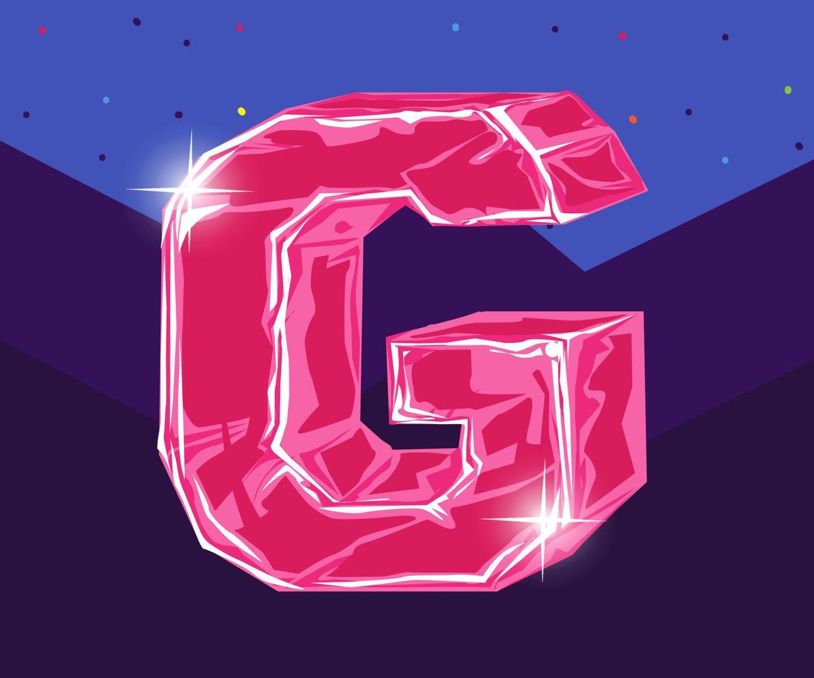 3D G Pink alphabet vector