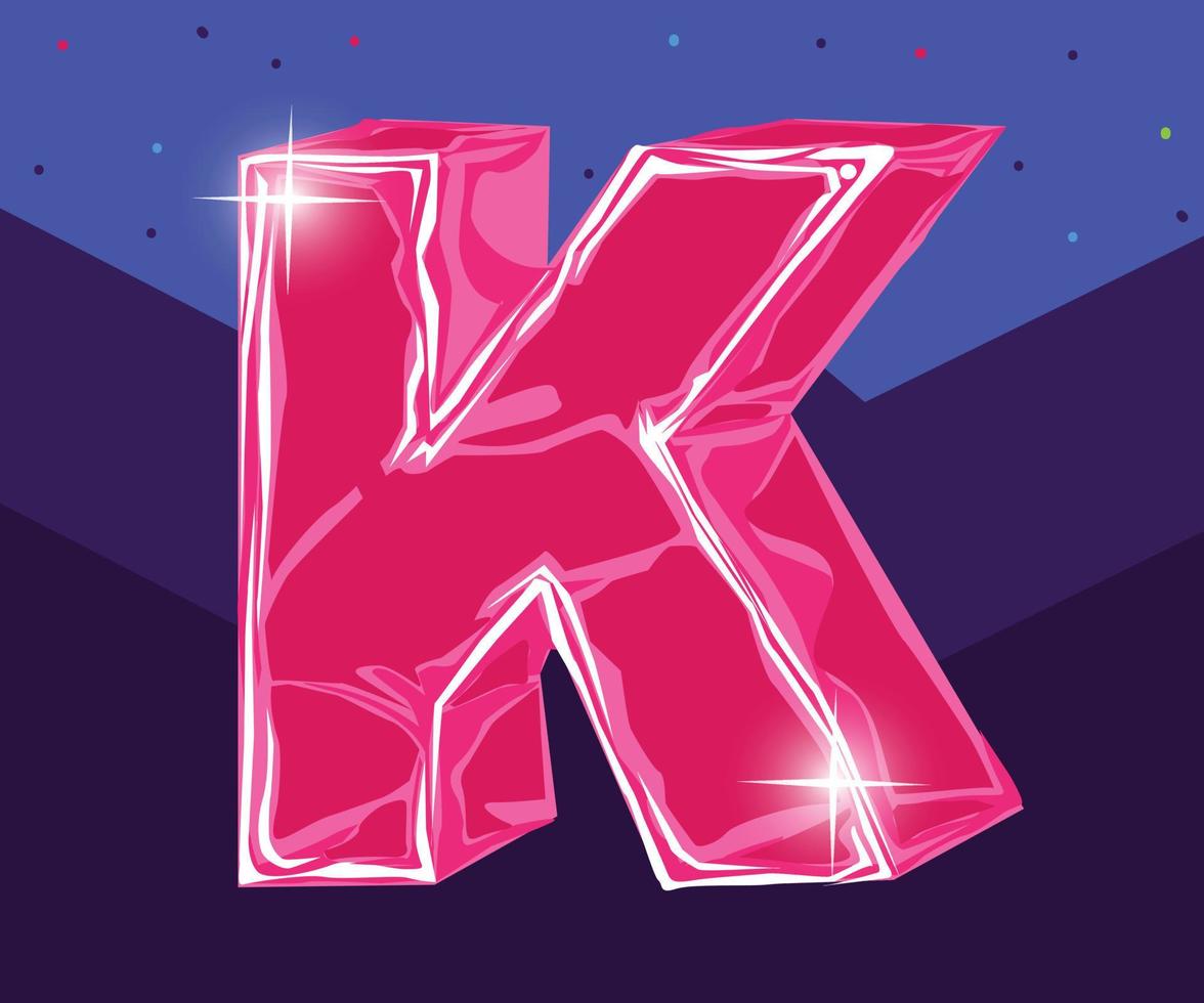 3D K Pink alphabet vector