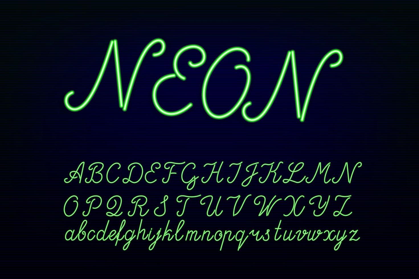 Green Neon alphabets vector