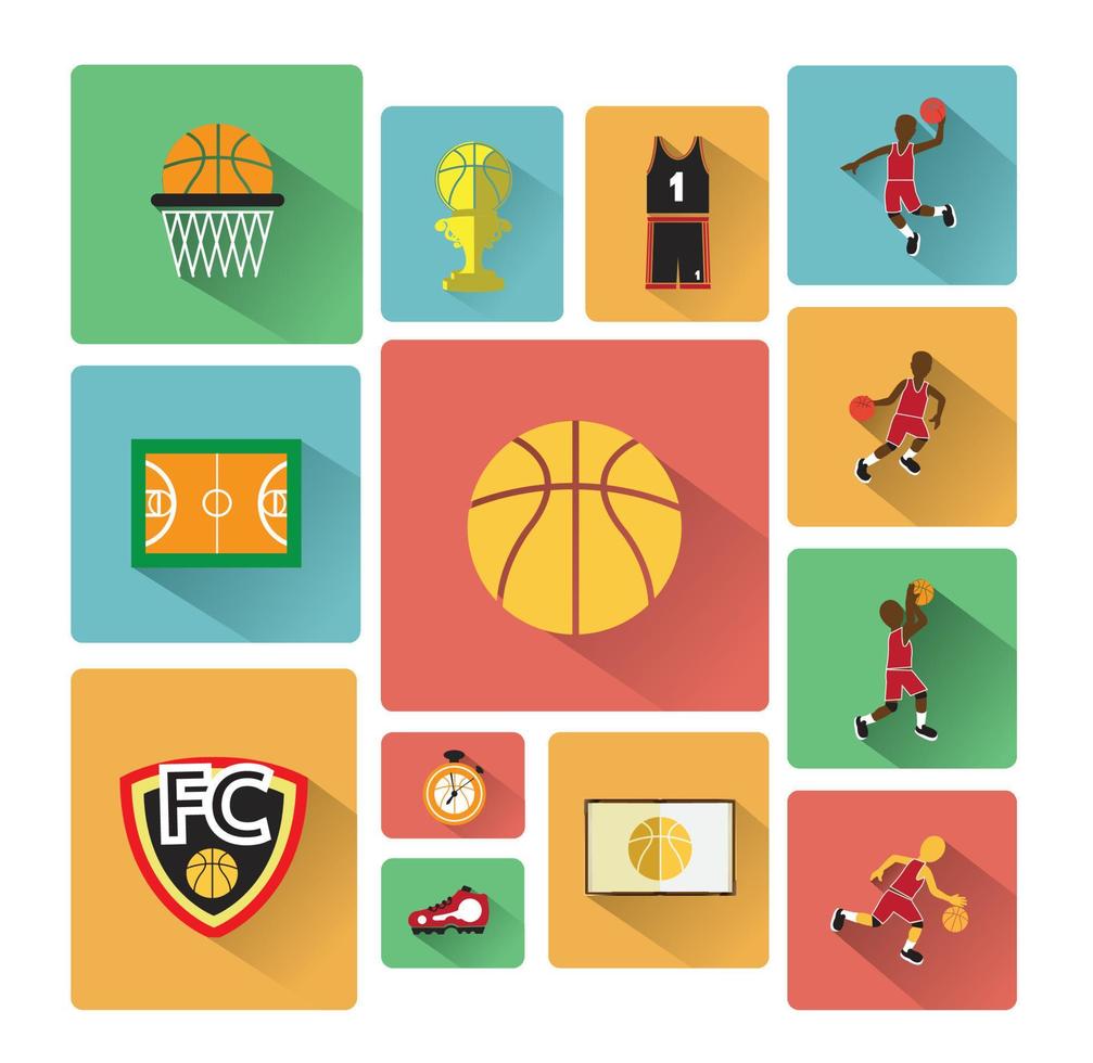 grupo de iconos de baloncesto vector