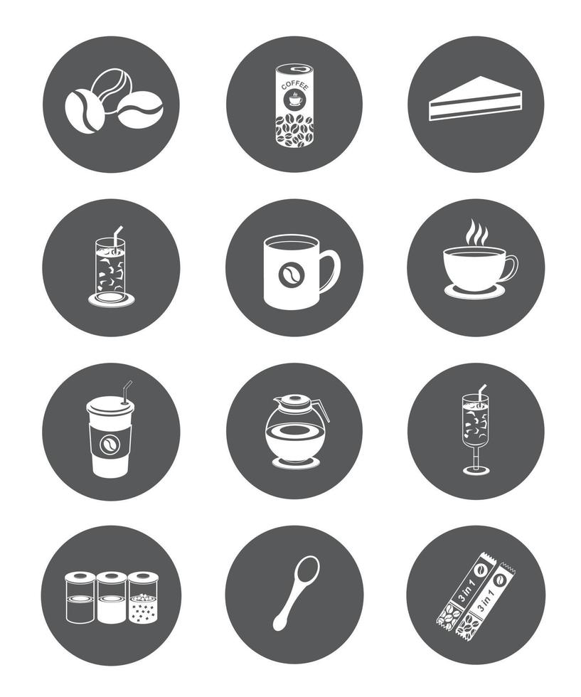 conjunto de iconos planos modernos de café vector