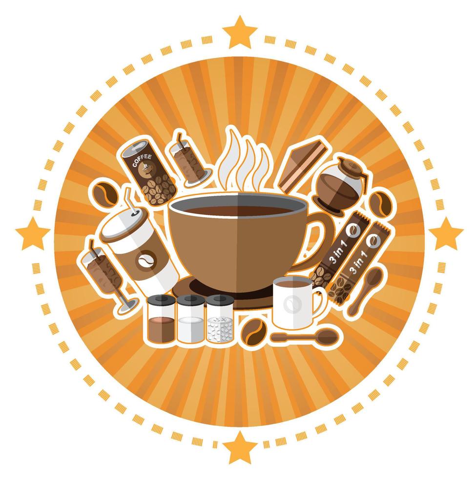 Symbol of coffee icons set vector