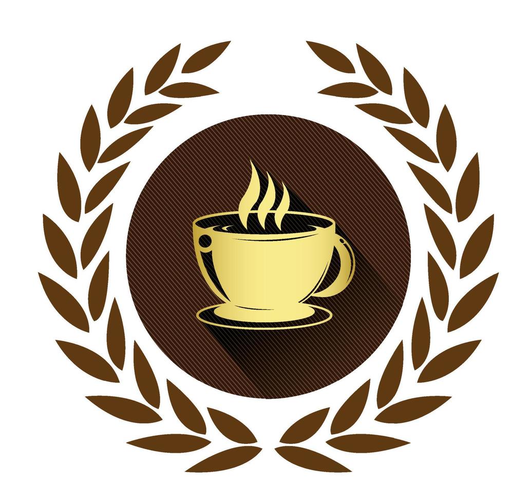 icono de taza de café dorado con efecto de sombra larga vector